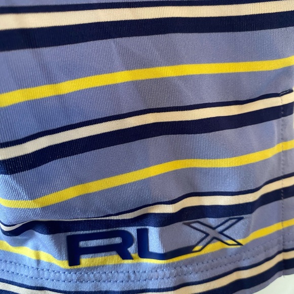 RLX Lauren Blue Stripped Short Sleeve Polo Golf Shirt Wicking Lightweight Medium - Picture 2 of 9